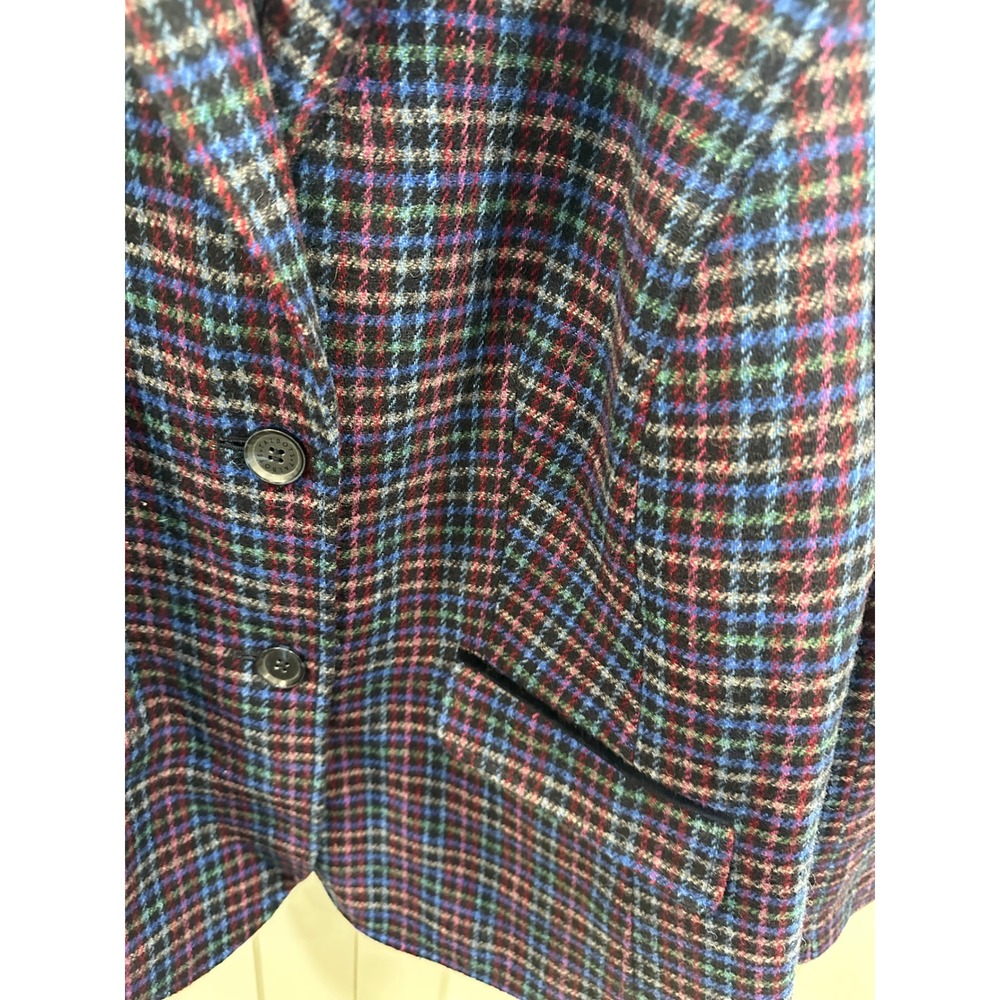 Talbots Plus Size 14W Wool Blend Plaid Blazer Velvet Collar Multi-Color Jacket - Picture 2 of 6